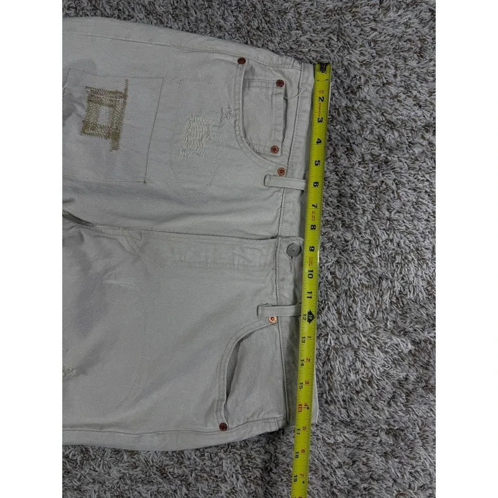 Levi's 501 Distressed Patchwork Denim Light Gray Jeans Men's Size 34x32